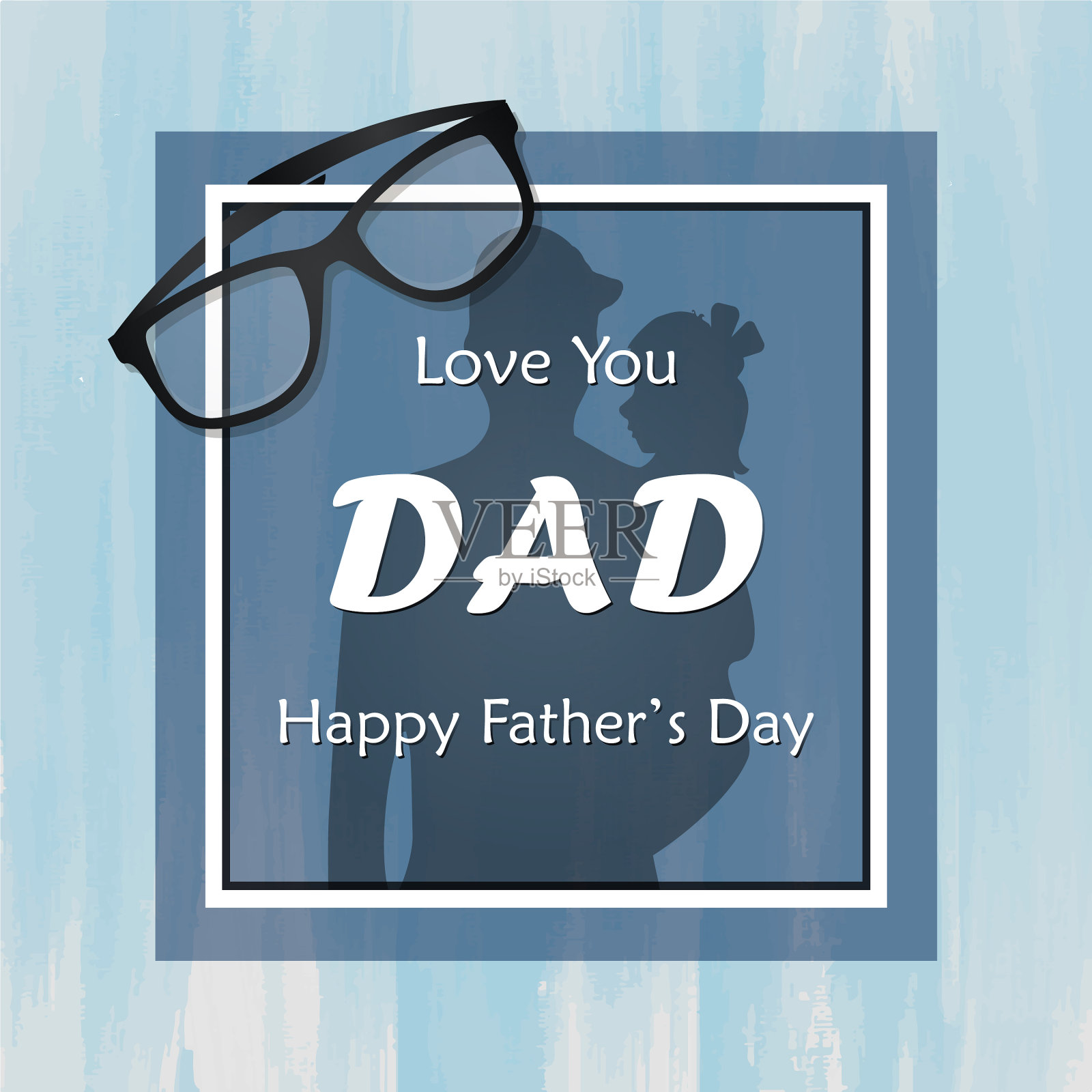 父亲与女儿发短信祝父亲节快乐插画图片素材