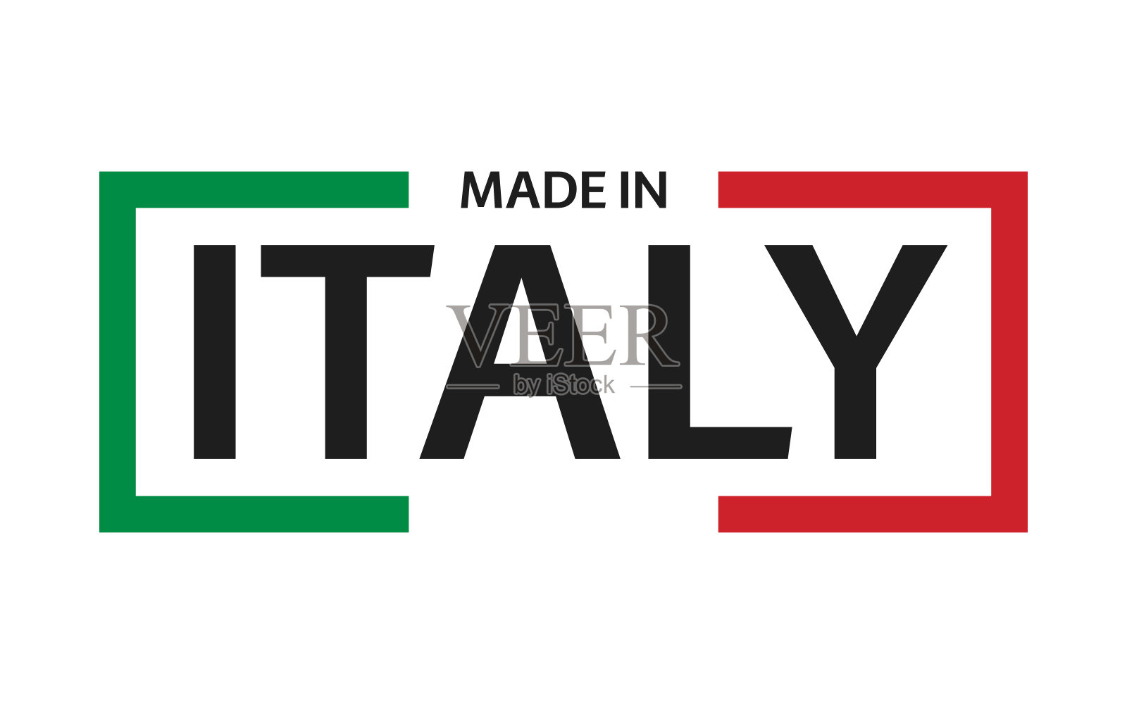 质量标志意大利制造。彩色矢量符号与意大利三色孤立在白色背景插画图片素材
