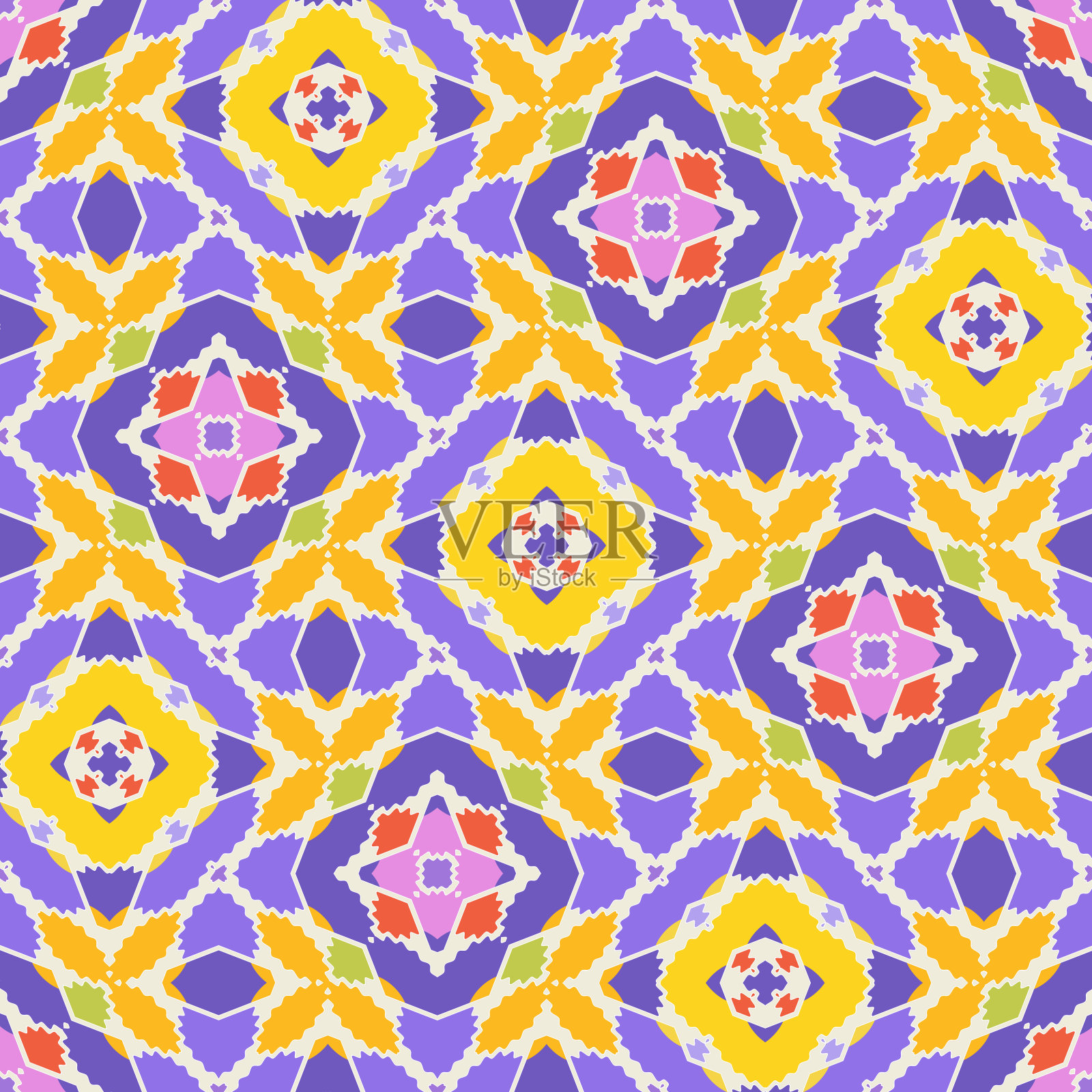 彩色黄紫色几何图案插画图片素材