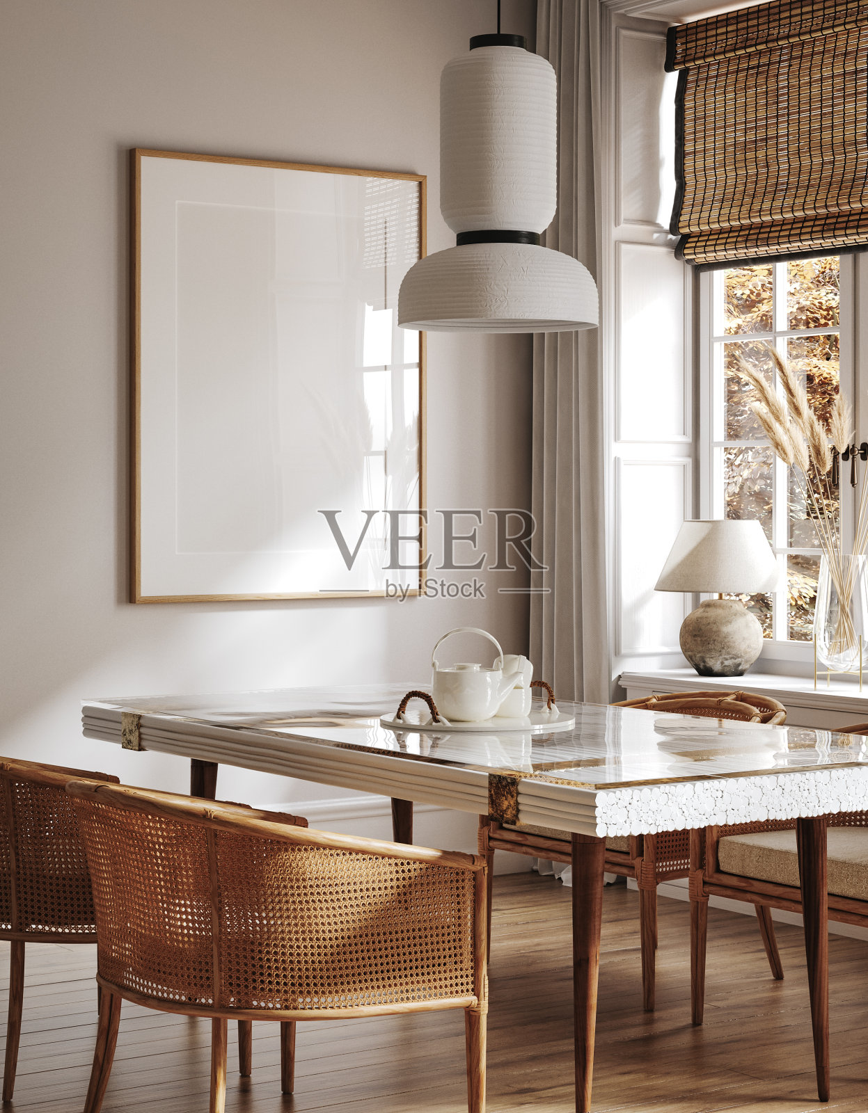 家模型，舒适的现代厨房室内背景照片摄影图片