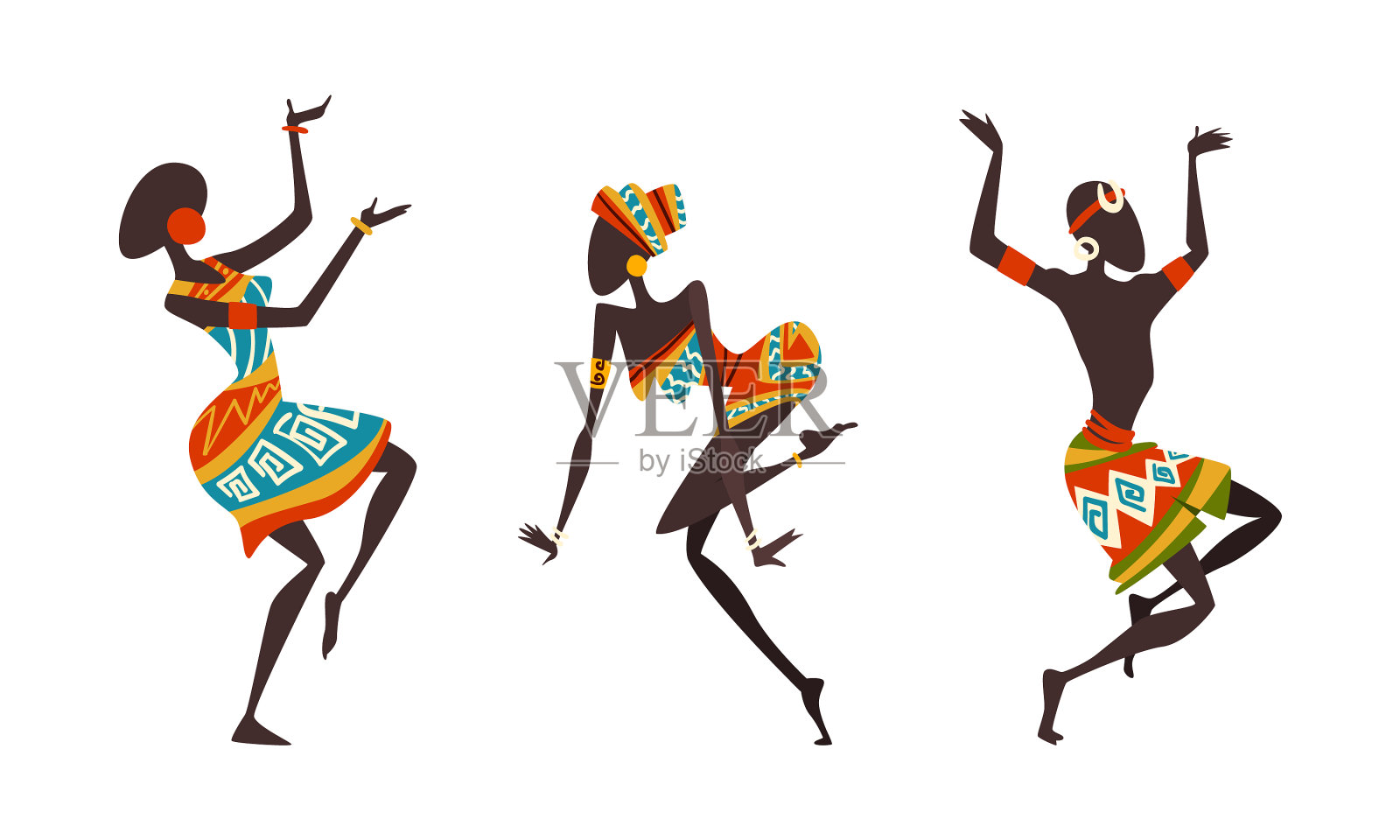 跳舞的非洲部落卡通素材