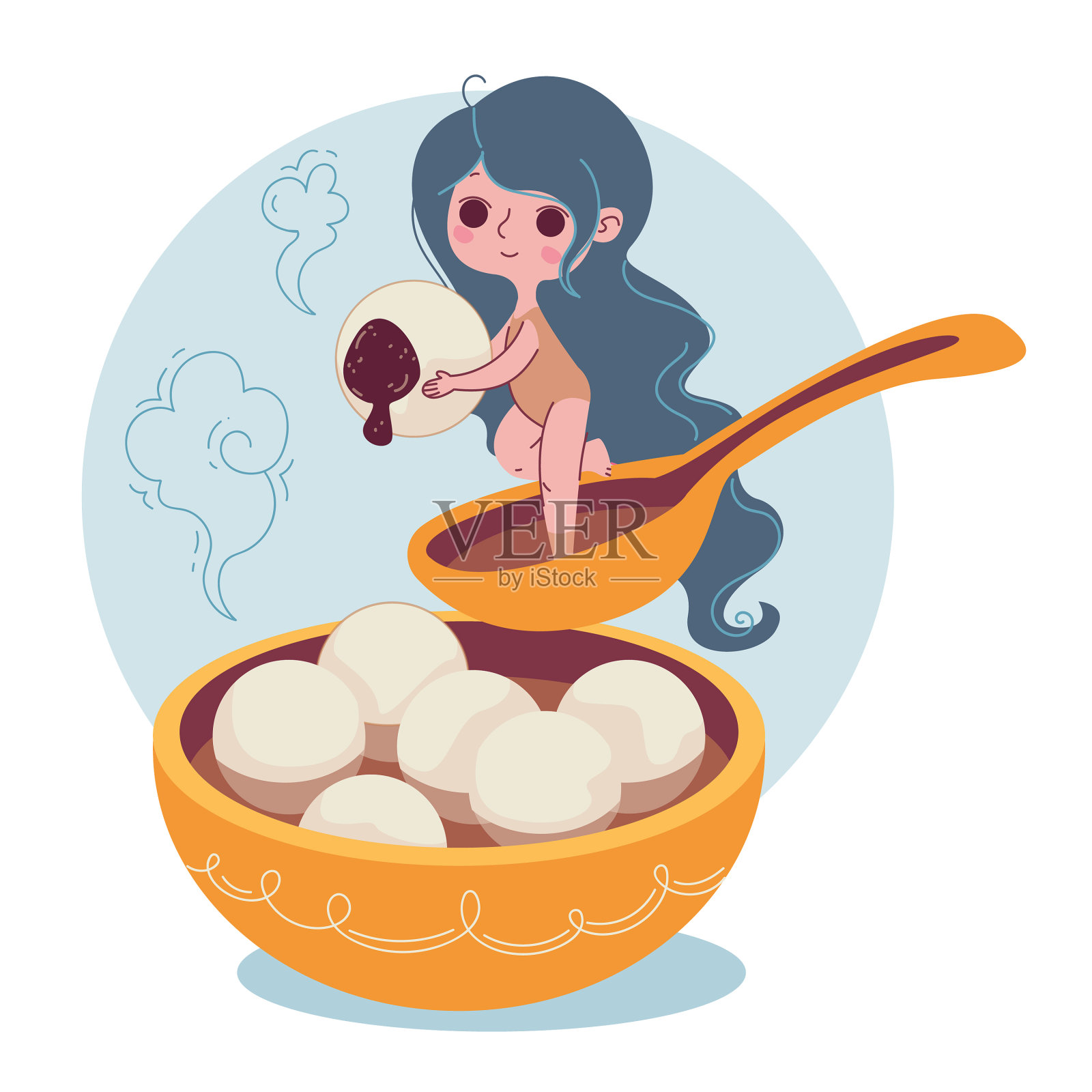 汤圆饭团为传统节日食品插画图片素材