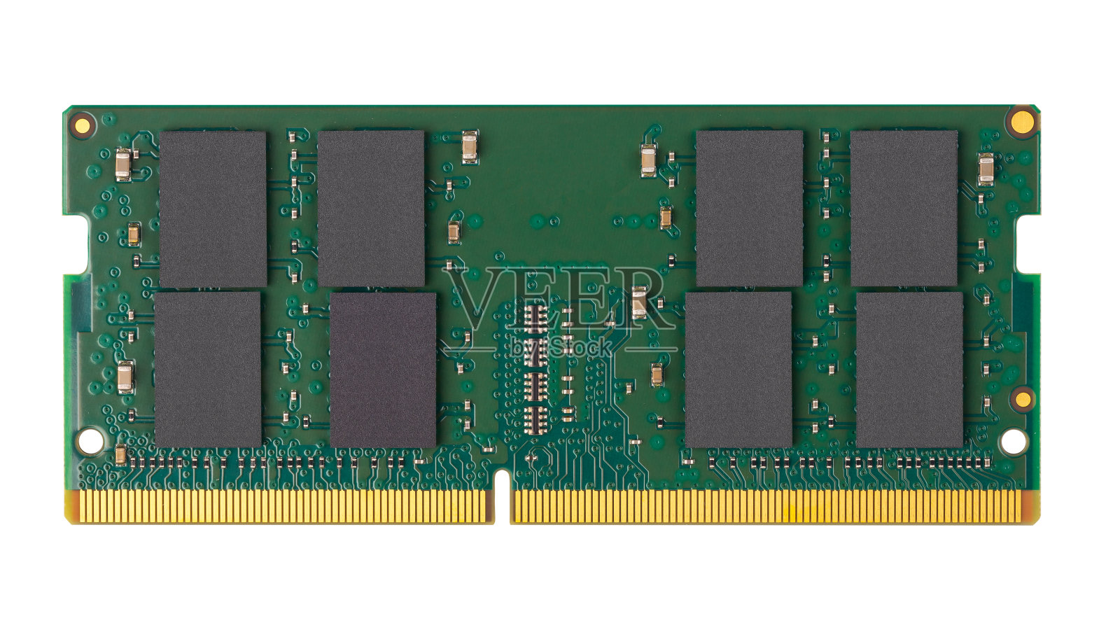 快速绿色现代SO-DIMM DDR4 RAM内存模块，适用于笔记本电脑隔离白色背景。PC硬件技术概念。照片摄影图片
