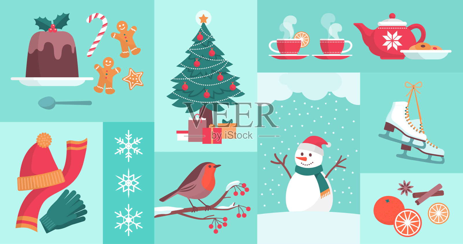 冬季和圣诞节的标志插画图片素材
