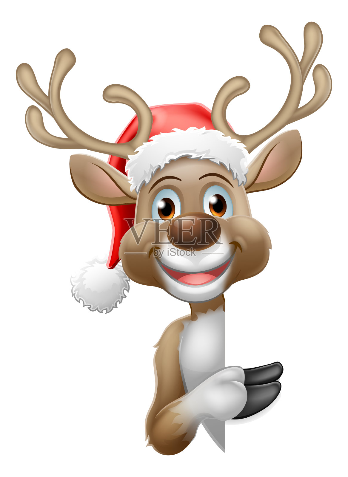 圣诞帽里的驯鹿插画图片素材