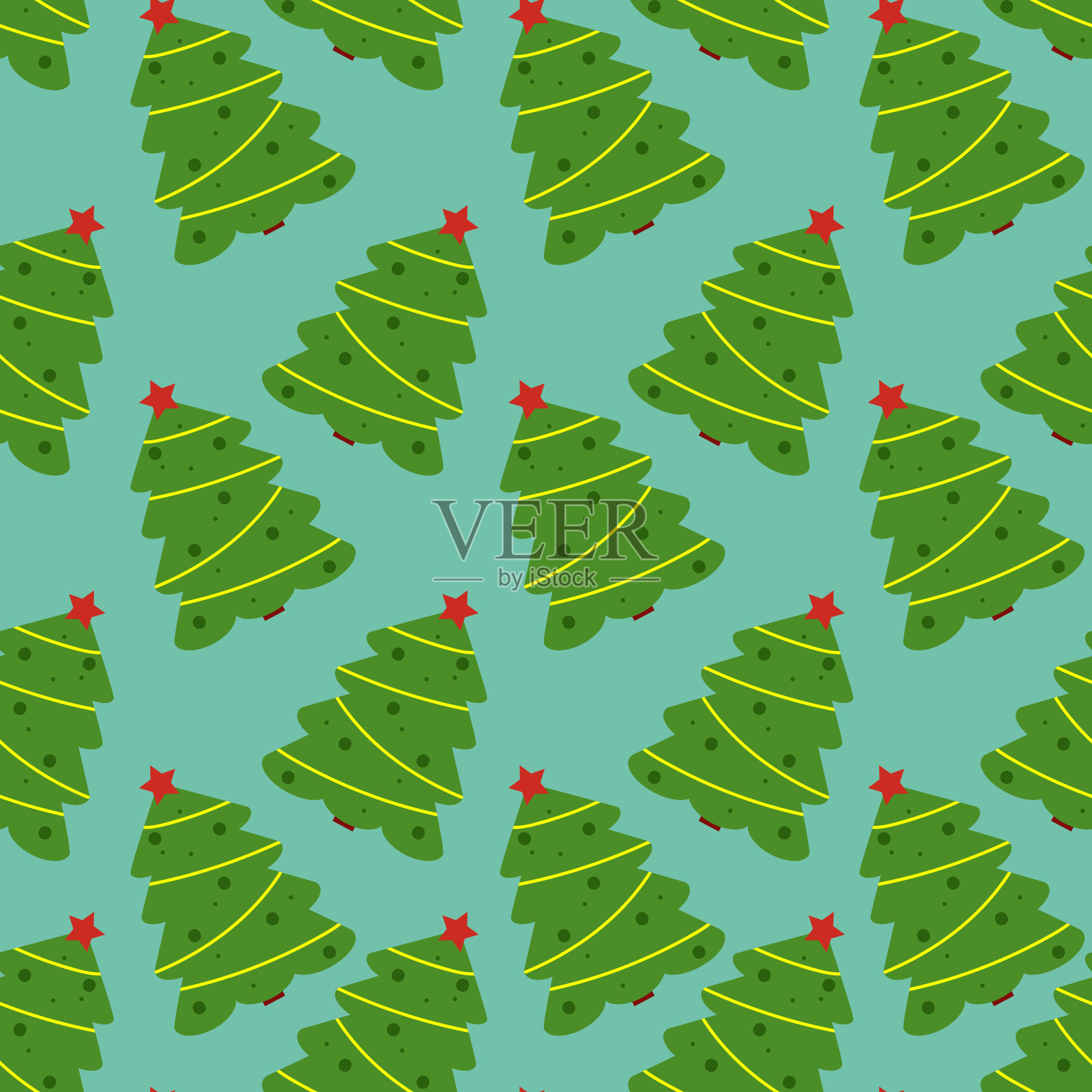 圣诞节的背景。背景与圣诞树。完美的包装纸，贺卡，纺织品。插画图片素材