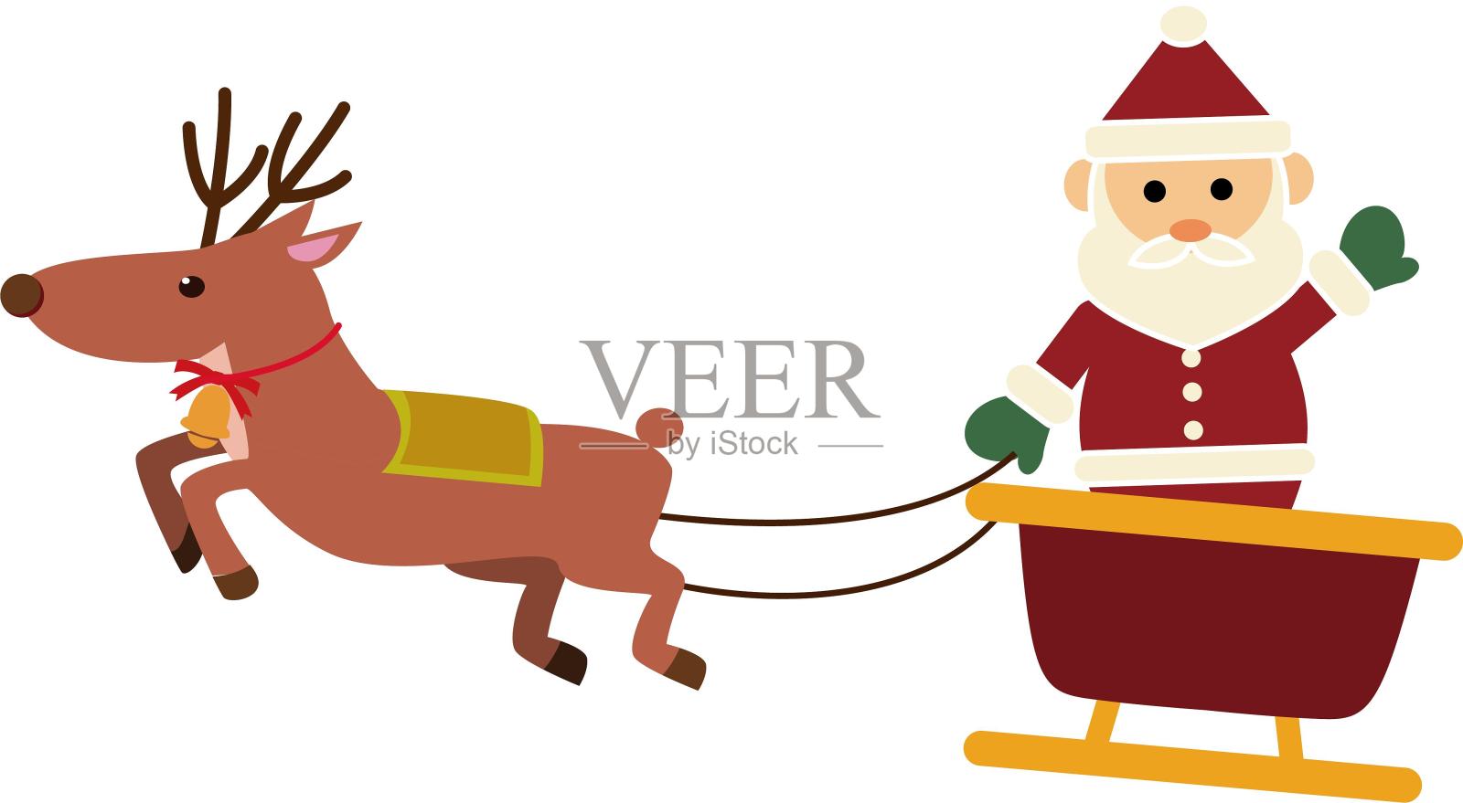 手绘插画风格节日圣诞节圣诞老人麋鹿气氛装饰元素设计元素图片