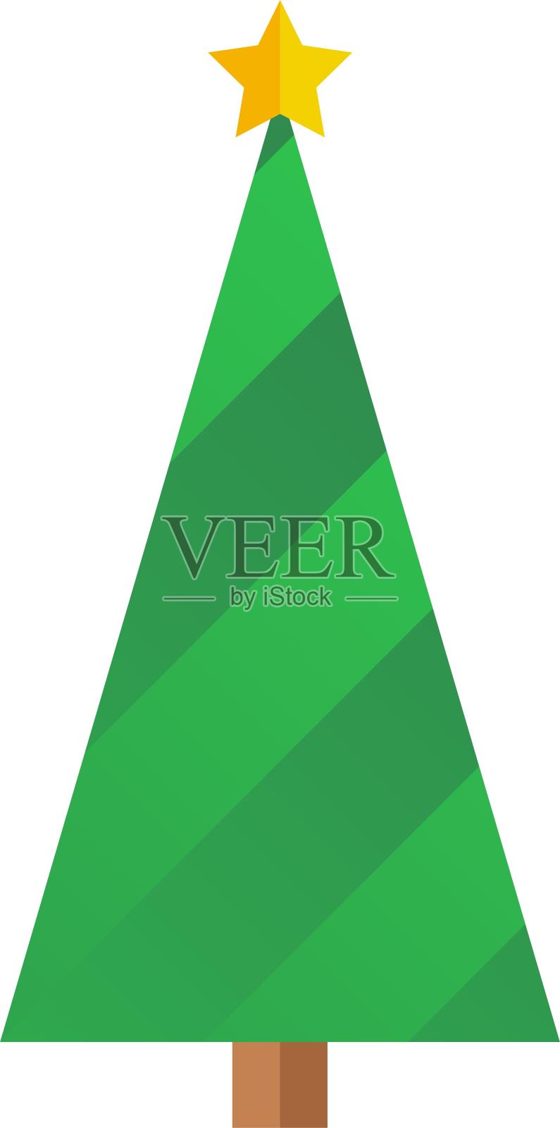 圣诞节圣诞树装饰树树木树创意绿色扁平元素设计元素图片