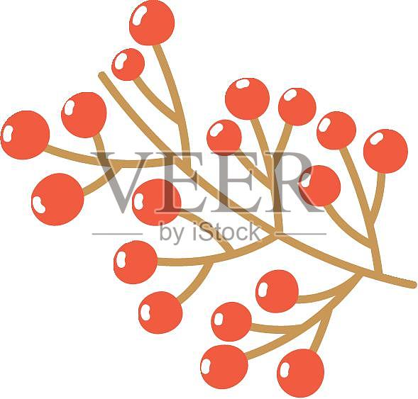 圣诞节植物装饰挂饰卡通扁平元素设计元素图片