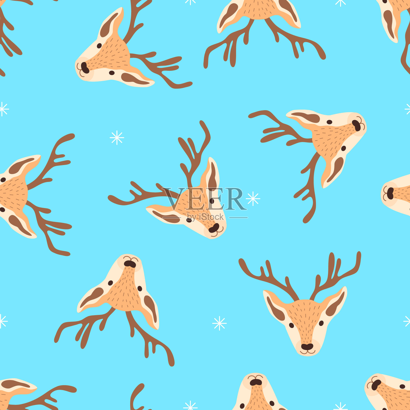 无缝圣诞图案与鹿。矢量图插画图片素材