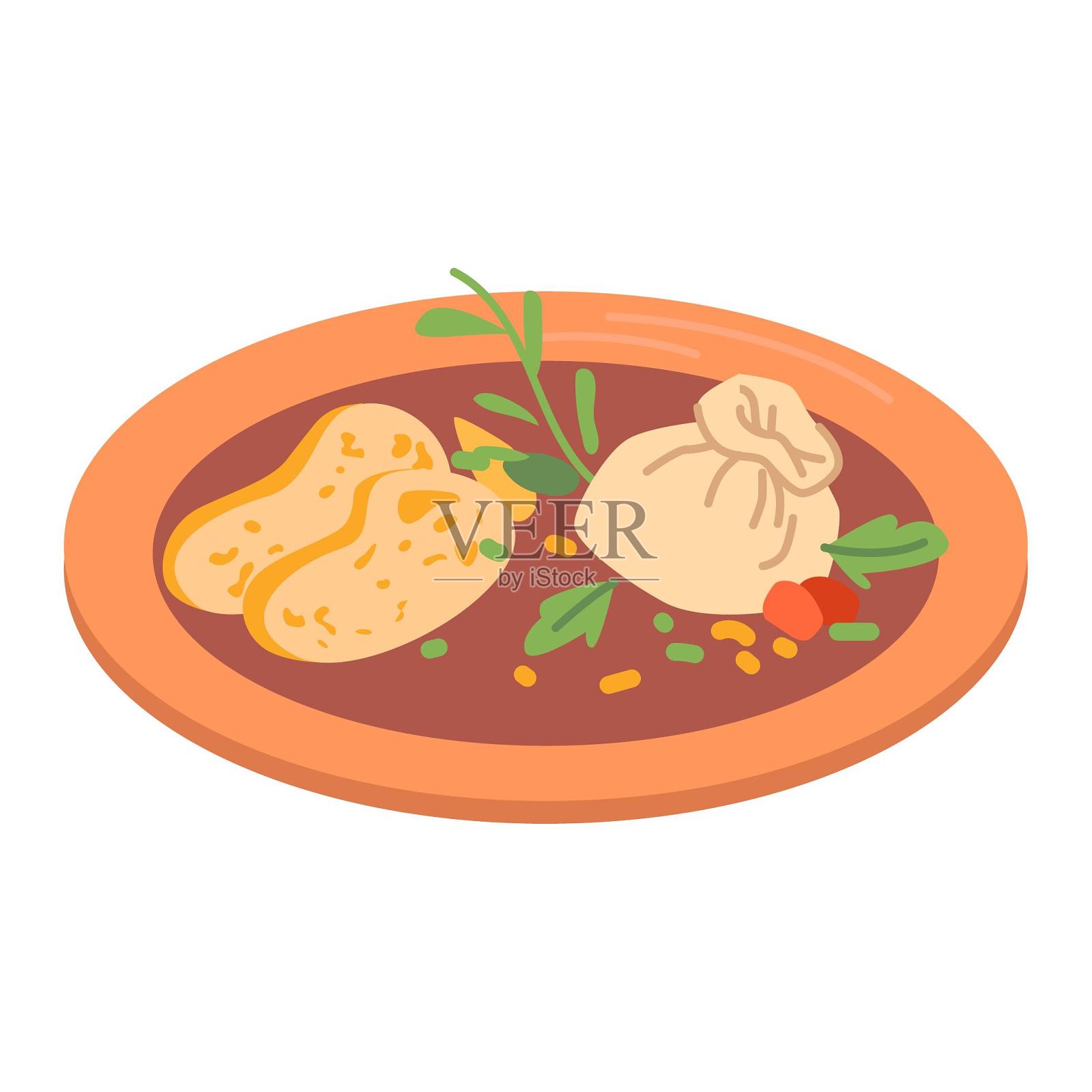 食物菜饺子麻辣烫碗卡通设计元素图片