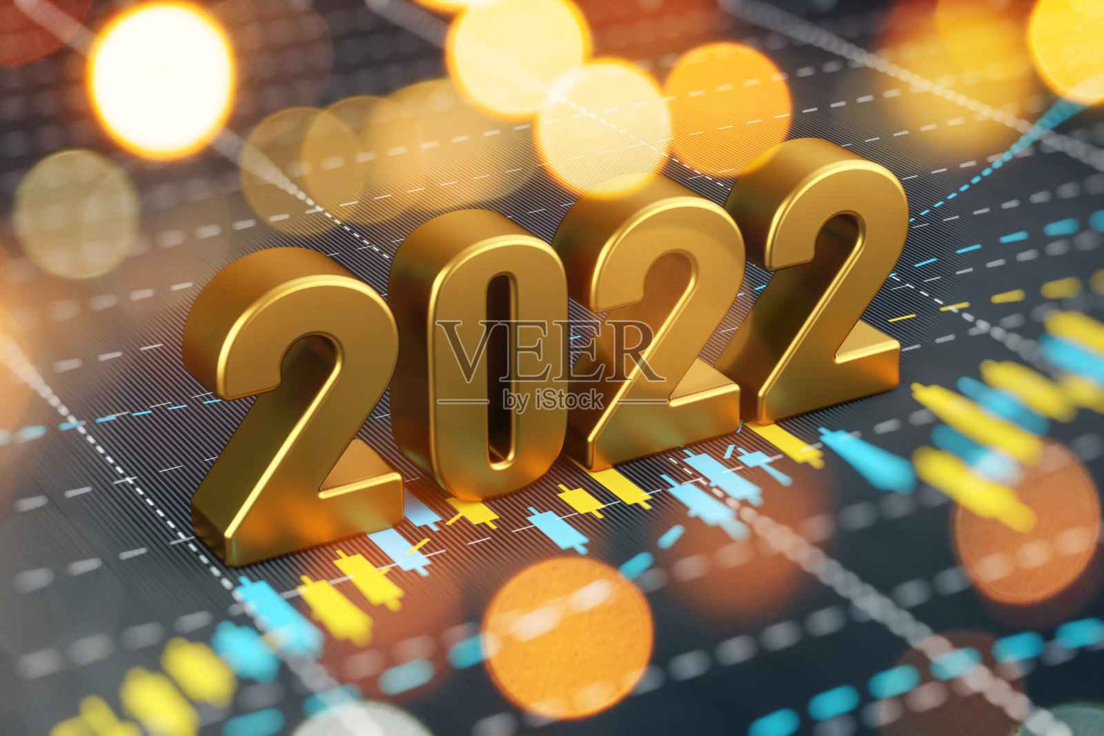 投资和金融概念- 2022坐在金融图表背景照片摄影图片