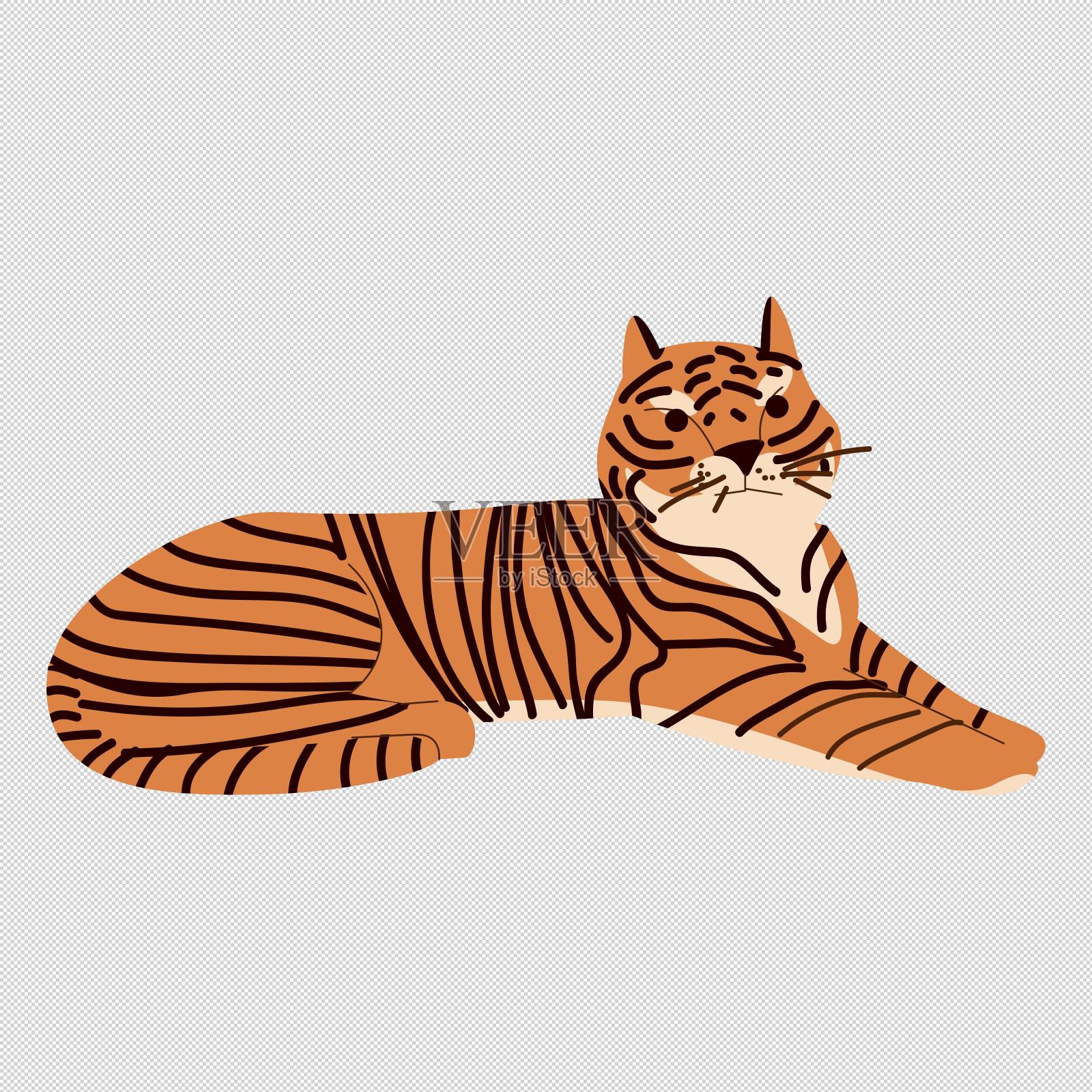 老虎趴着动物设计元素图片