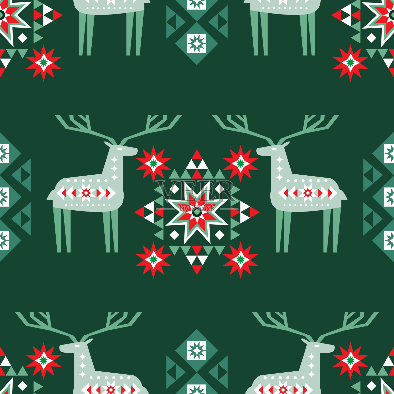 快乐圣诞快乐新年无缝图案假日冬季北欧背景插画图片素材