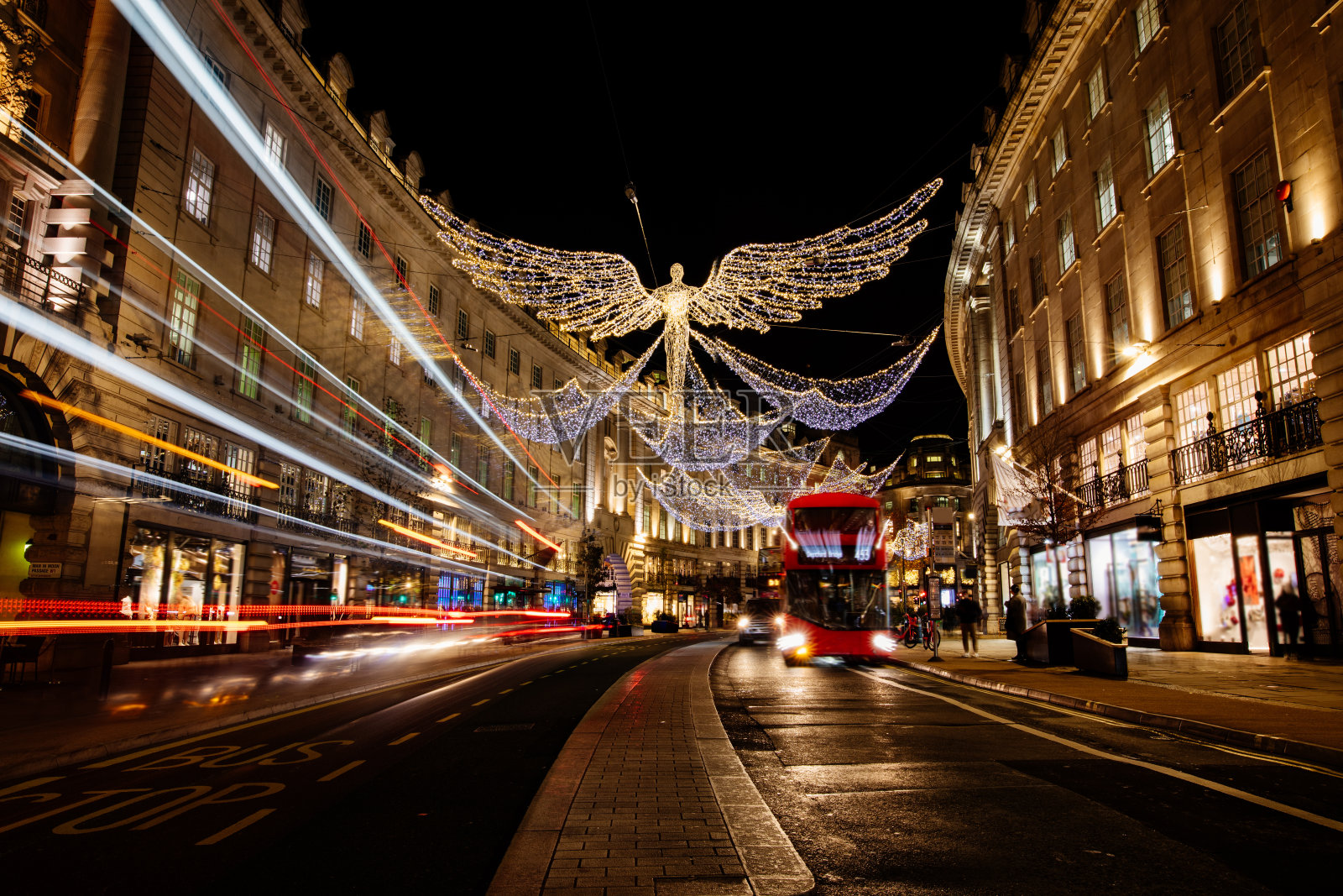 英国伦敦摄政街的圣诞灯照片摄影图片