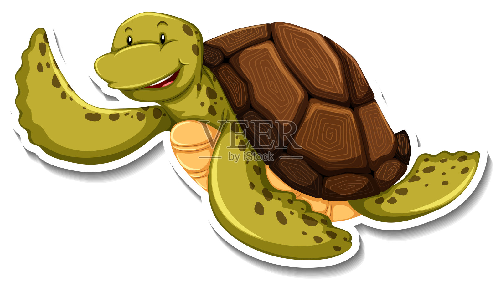 可爱的乌龟动物卡通贴纸设计元素图片