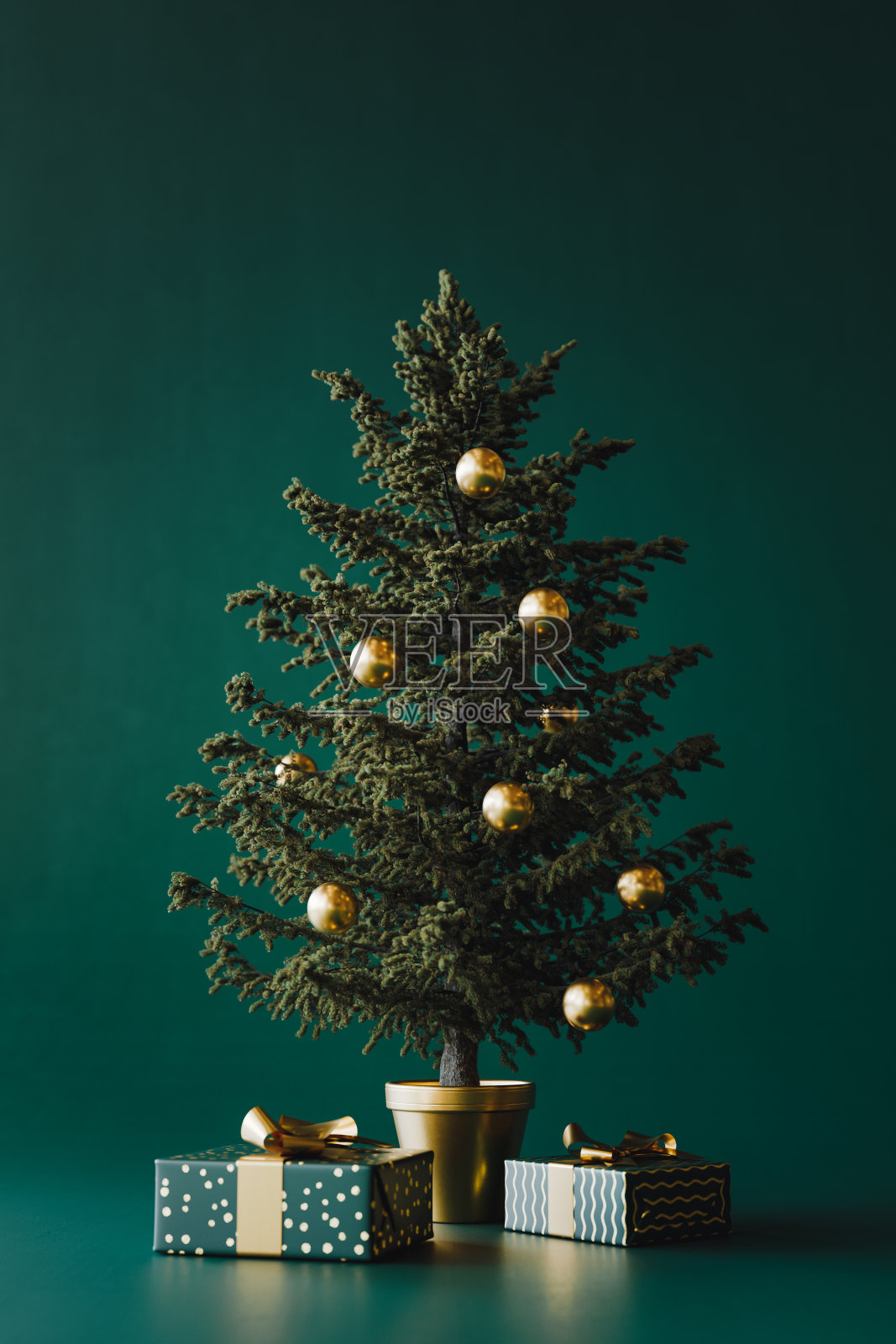 圣诞树三维渲染照片摄影图片