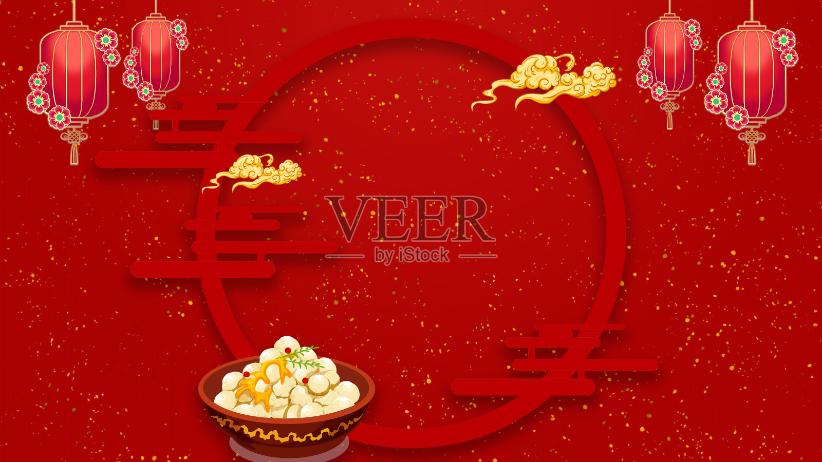 元宵节红色中国风海报背景插画图片素材