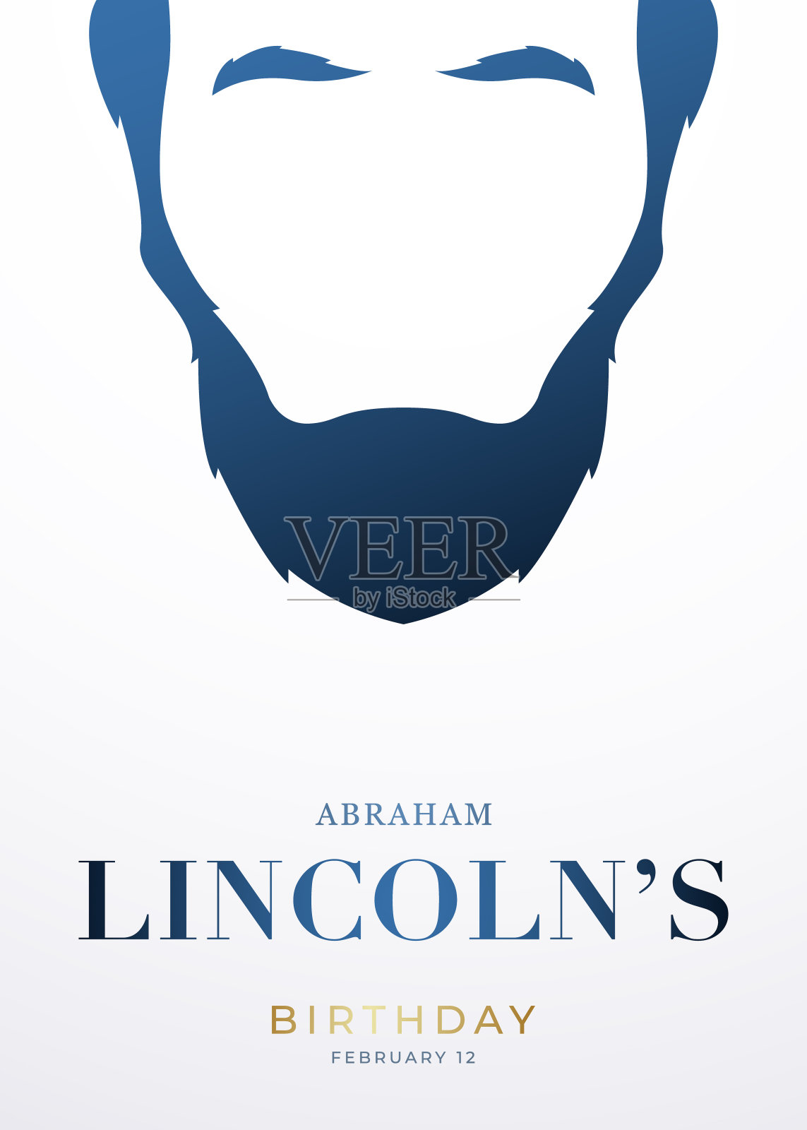 亚伯拉罕·林肯的生日，2月12日。节日的海报。有胡子的男人的象征。美国第16任总统的生日。插画图片素材