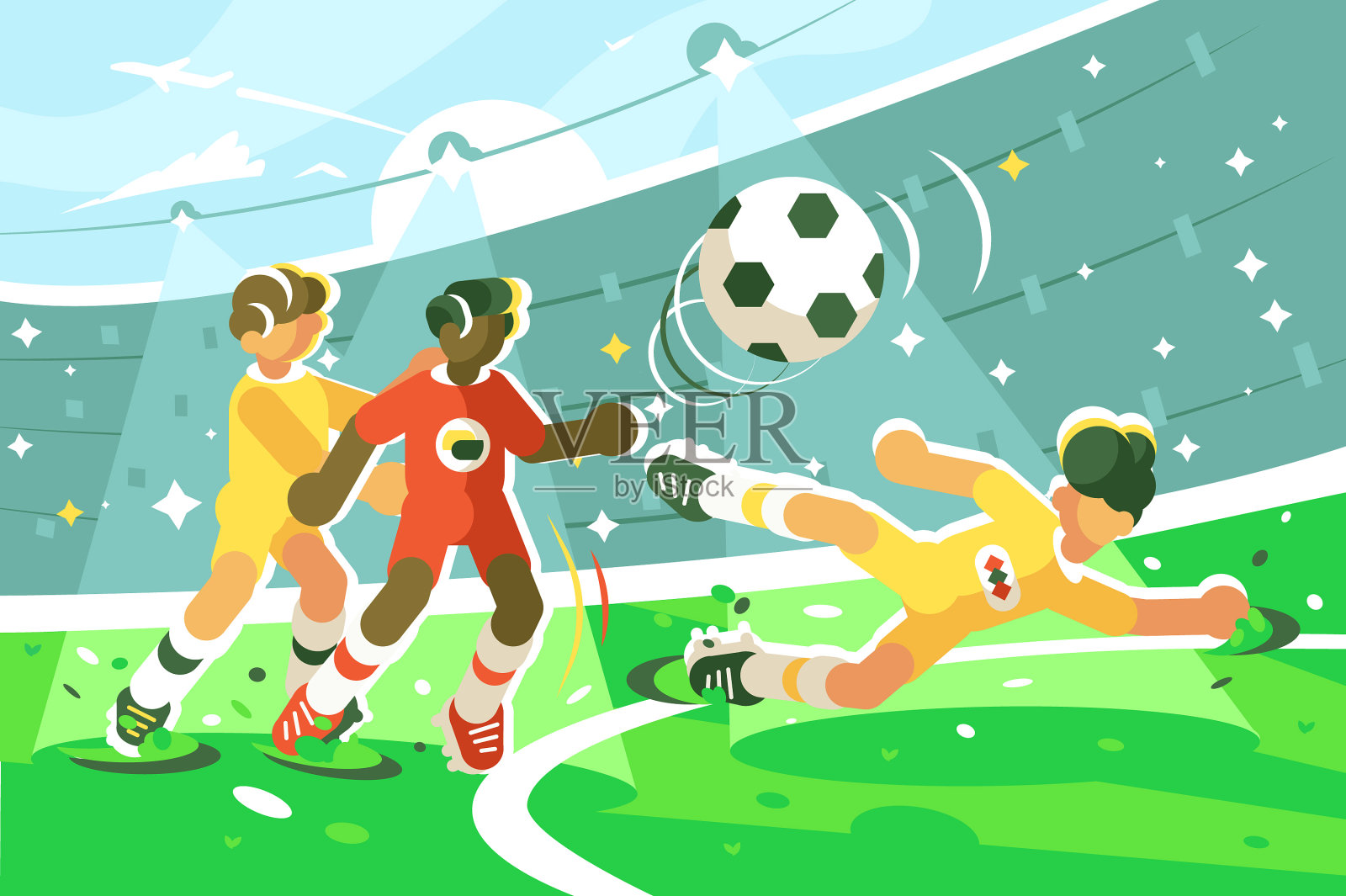 激动人心的足球比赛插画图片素材