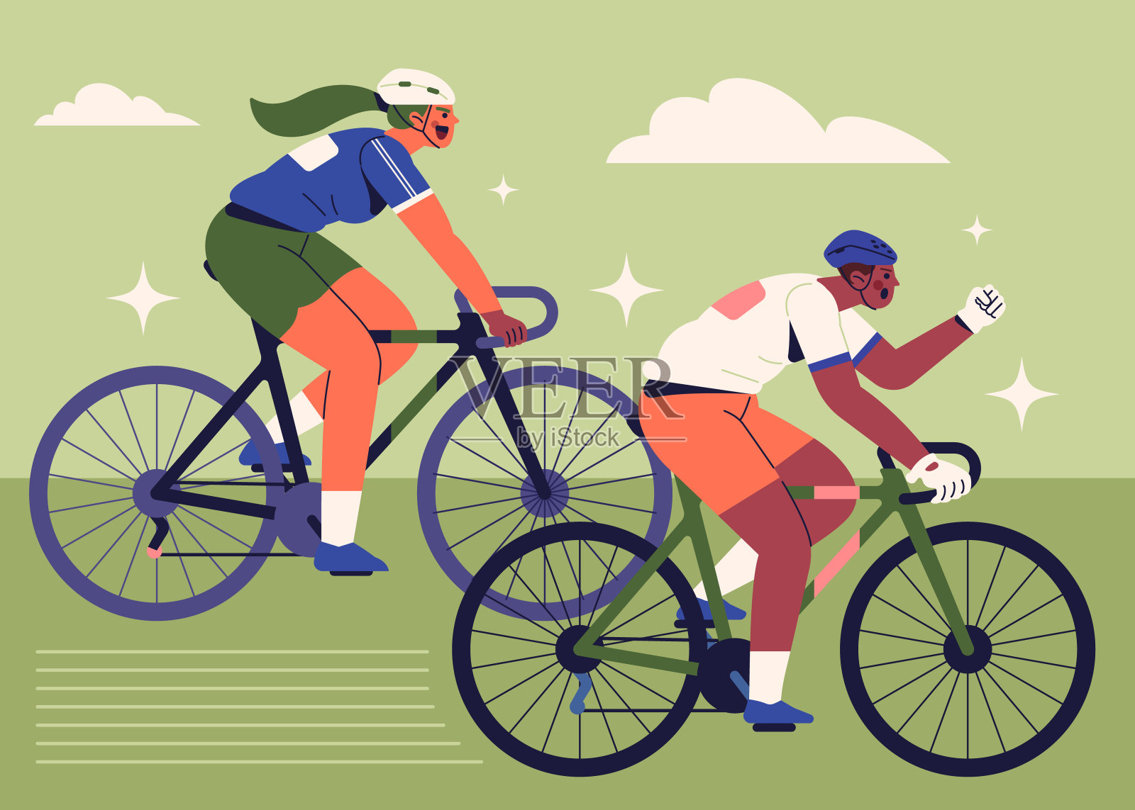 平面设计自行车比赛插图矢量插图。插画图片素材