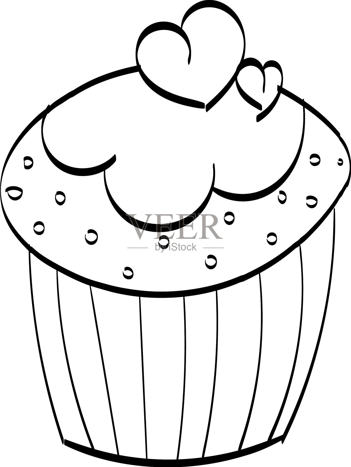 生日纸杯蛋糕轮廓设计用于打印插画图片素材_ID:425043074-Veer图库