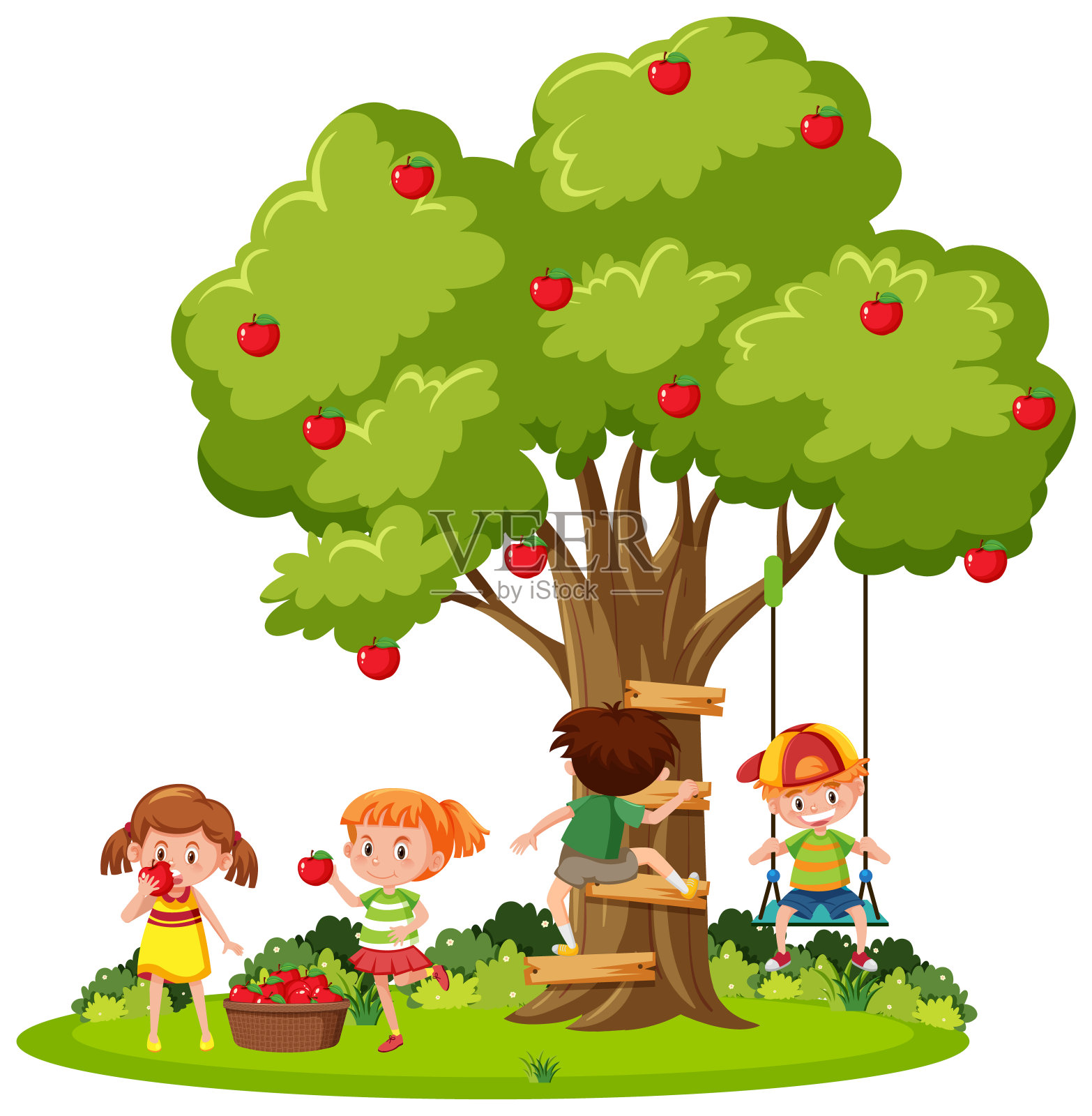 孩子们在树下看书玩耍图片素材_免费下载_ai图片格式_VRF高清图片400066983_摄图网