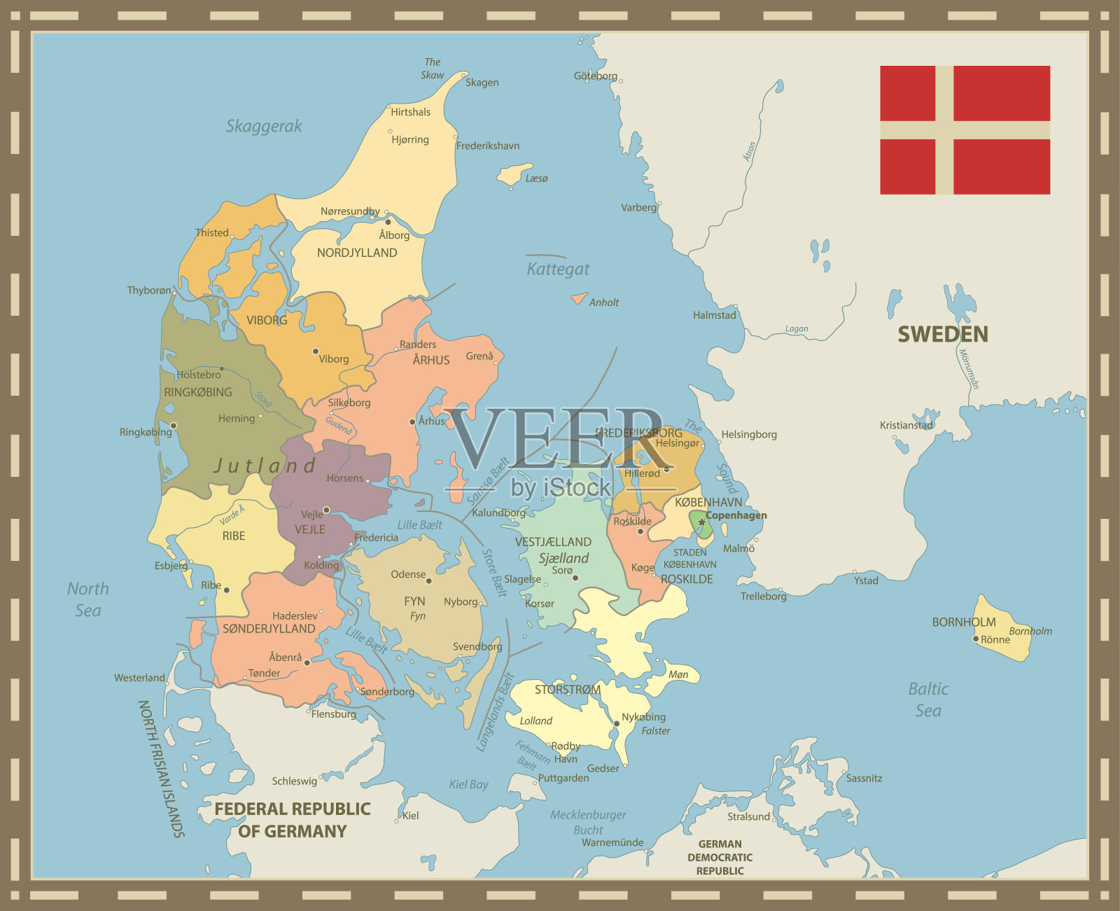 地图丹麦的详细地图丹麦(以北欧-欧洲)