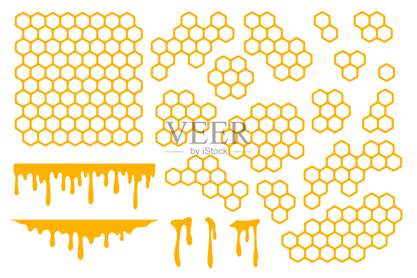 蜂窝状包。橙色蜂巢的背景。蜂巢的细胞。几何六角形状。蜂蜜集插画图片素材