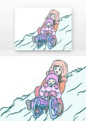 手绘冬天儿童滑雪元素符号图片