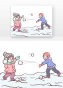 打雪仗儿童冬天玩耍元素符号图片