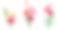 三束红色，粉色，黄色的花和绿叶:康乃馨，牡丹，郁金香，绿叶蕨，桉树在白色的背景，手绘，彩色雕刻复古素描风格，植物矢量素材图片