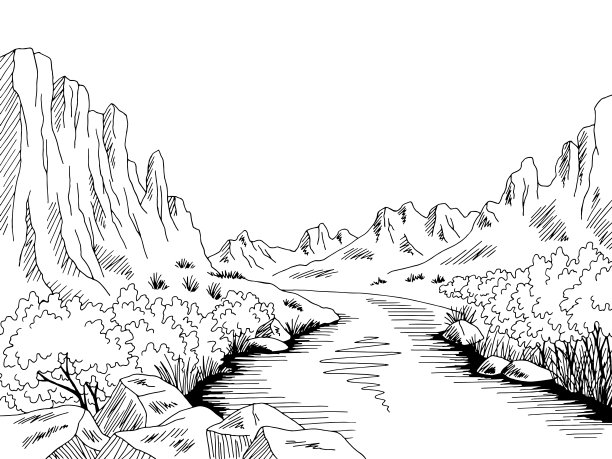 大峡谷的简笔画图片