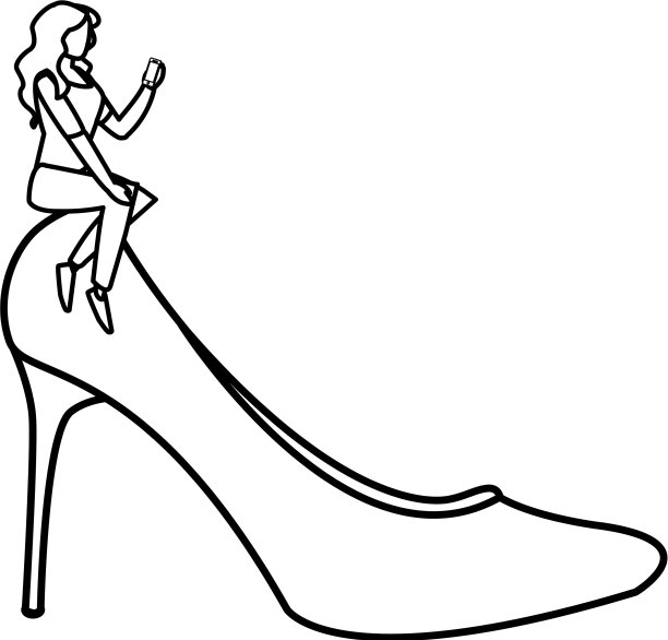 用高跟鞋穿智能手机的女人图片