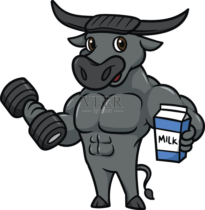 美洲野牛 牛奶 绘画插图 卡通 拿着正版矢量图素材下载 Id Veer图库