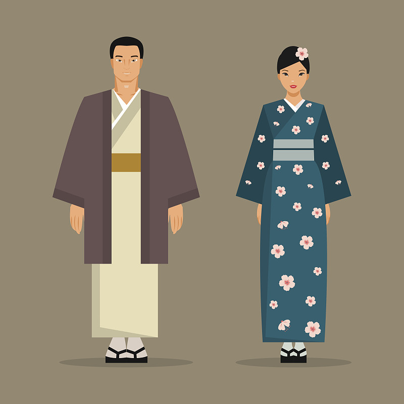 日本民族服装。矢量图下载