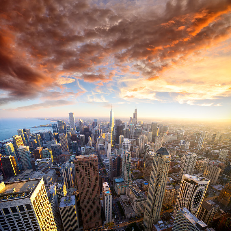 芝加哥在日落时分图片下载