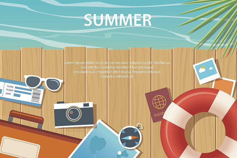 夏季和旅行平面横幅模板图片下载