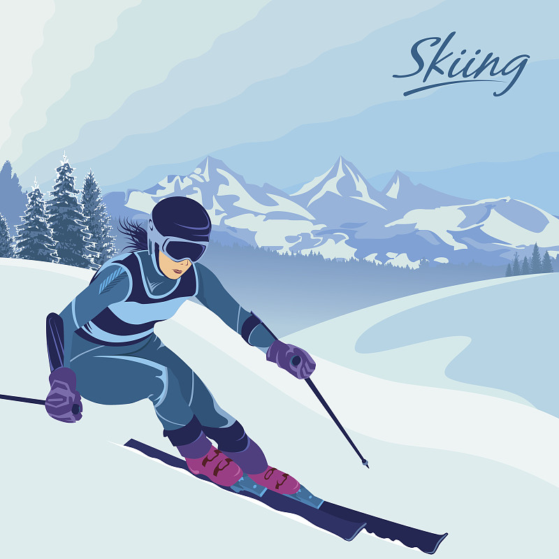 障碍滑雪和速降滑雪。图片下载