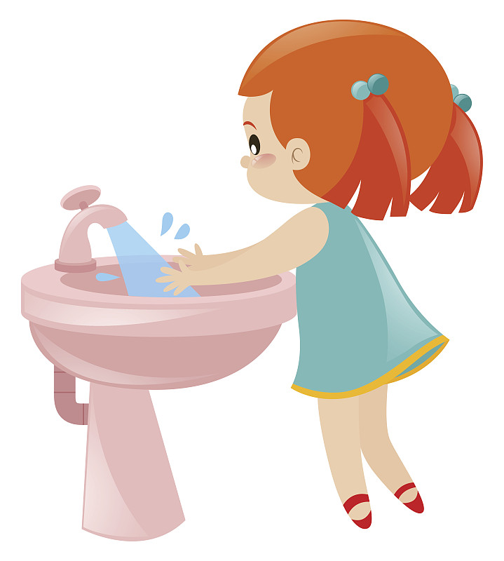 女孩在水槽里洗手图片下载
